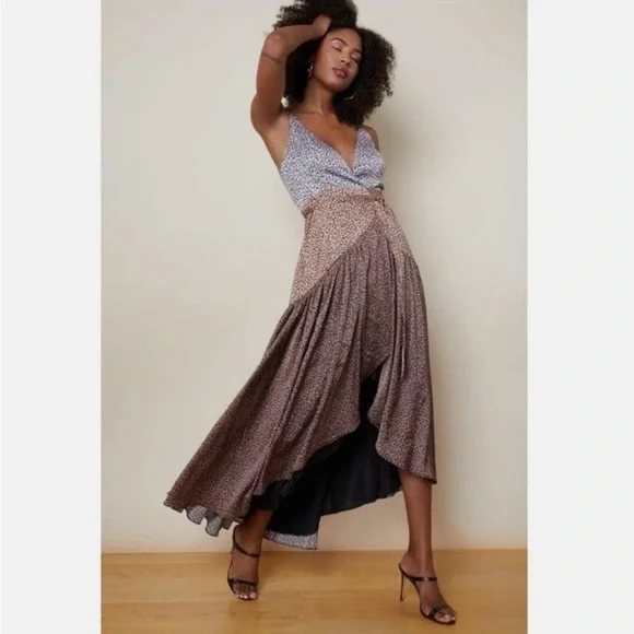 Anthropologie Hutch Contrast Floral Wrap Midi Dress, Size 1X - Picture 8 of 8